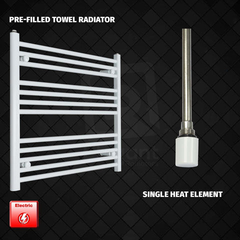 700 mm High x 900 mm Wide Pre-Filled Electric Towel Rail White HTR Single heat element no timer