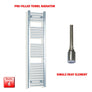 1400mm High 300mm Wide Pre-Filled Electric Heated Towel Rail Radiator Straight Chrome Single Heat Element