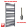 1400 x 600 Flat Anthracite Pre-Filled Electric Heated Towel Radiator HTR  Single heat element no timer