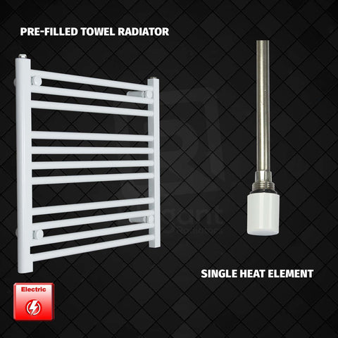 600 mm High 600 mm Wide Pre-Filled Electric Heated Towel Rail Radiator White HTR Single heat element no timer