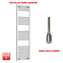 1600 x 450 Pre-Filled Electric Heated Towel Radiator Straight Chrome Single heat element no timer