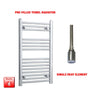 800mm High 450mm Wide Pre-Filled Electric Heated Towel Radiator Straight Chrome Single heat element no timer