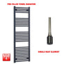 1600mm High 600mm Wide Flat Black Pre-Filled Electric Heated Towel Radiator HTR Single No Timer