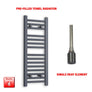 800mm High 300mm Wide Flat Anthracite Pre-Filled Electric Heated Towel Rail Radiator HTR Single heat element no timer