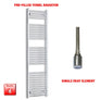 1700 x 450 Pre-Filled Electric Heated Towel Radiator Straight or Curved Chrome Single heat element no timer