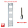 1600 x 350 Pre-Filled Electric Heated Towel Radiator Straight Chrome Single heat element no timer