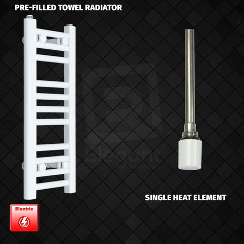 600 x 200 Pre-Filled Electric Heated Towel Radiator White HTR Single Heat Element