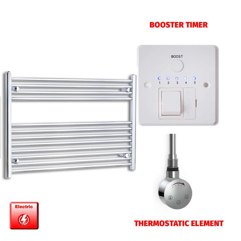 700 x 1200 Pre-Filled Electric Heated Towel Radiator Straight Chrome SMR Thermostatic element Booster timer