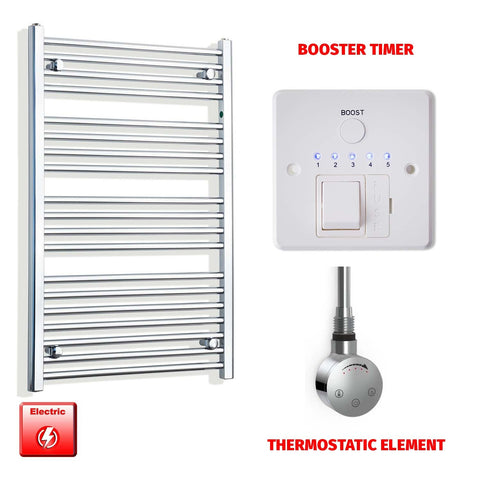 1000mm High 550mm Wide Pre-Filled Electric Heated Towel Radiator Chrome HTR SMR Thermostatic element Booster timer