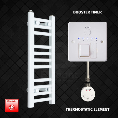 600 mm High 250 mm Wide Pre-Filled Electric Heated Towel Rail Radiator White HTR Booster Timer