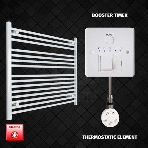 800 x 1000 Pre-Filled Electric Heated Towel Radiator White HTR SMR Thermostatic element Booster timer