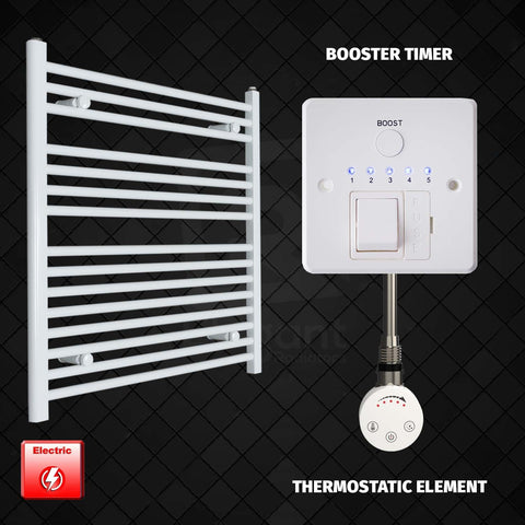 800 x 800 Pre-Filled Electric Heated Towel Radiator White HTR SMR Thermostatic element Booster timer