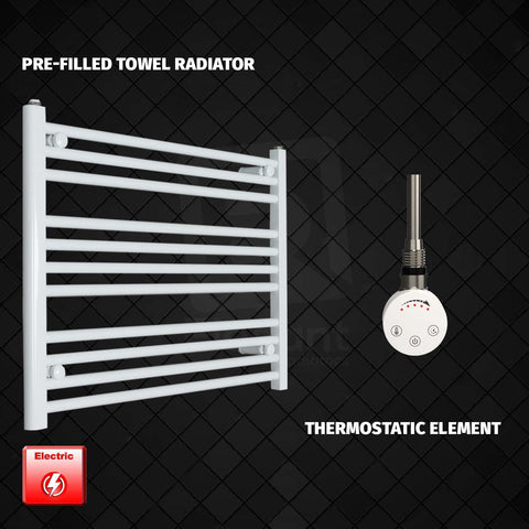 600 x 900 Pre-Filled Electric Heated Towel Radiator White HTR SMR Thermostatic element no timer