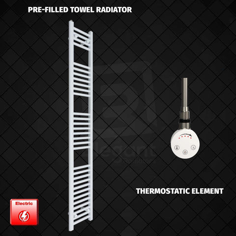 1800 mm High 200 mm Wide Pre-Filled Electric Heated Towel Rail Radiator White HTR Smart Thermostatic Element NO Timer