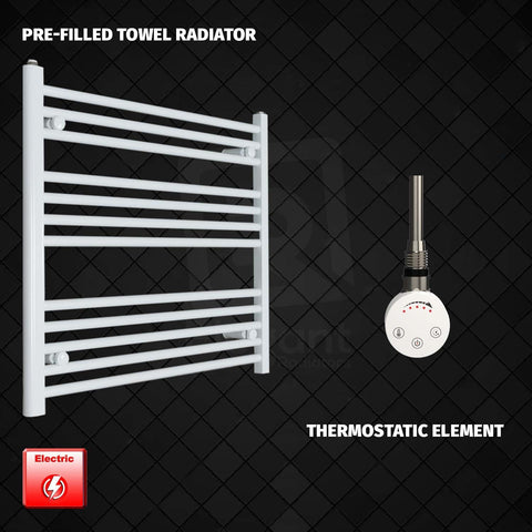 700 mm High x 900 mm Wide Pre-Filled Electric Towel Rail White HTR SMR Thermostatic element no timer