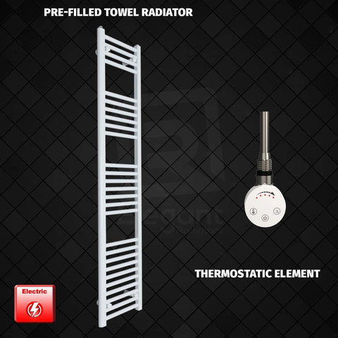 1600 mm High 300 mm Wide Pre-Filled Electric Heated Towel Rail Radiator White HTR Thermostatic Element
