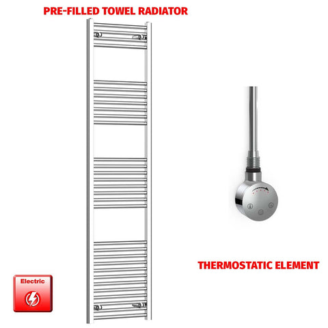 1800 x 500 Chrome Electric Towel Radiator Pre-Filled Straight or Curved Bathroom Warmer