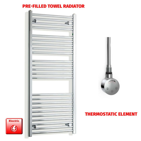 1300mm High 550mm Wide Pre-Filled Electric Heated Towel Radiator Chrome HTR Smart Element No Timer
