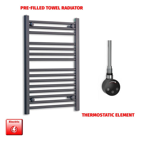 800 x 500 Flat Black Pre-Filled Electric Heated Towel Radiator HTR SMART Thermostatic
