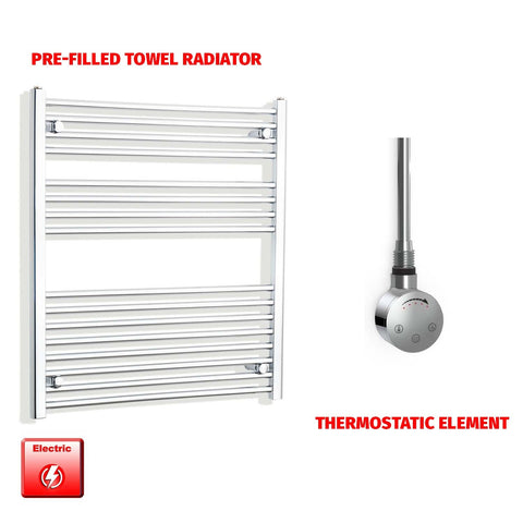 900mm High 800mm Wide Pre-Filled Electric Heated Towel Rail Radiator Straight Chrome SMR Thermostatic element no timer