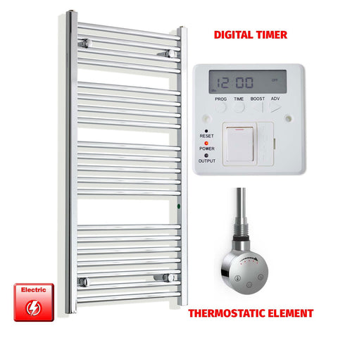 1100 x 500 Pre-Filled Electric Heated Towel Rail digital timer