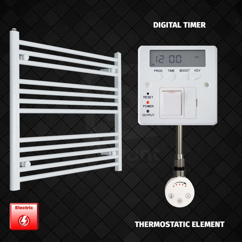700 mm High x 900 mm Wide Pre-Filled Electric Towel Rail White HTR SMR Thermostatic element Digital timer