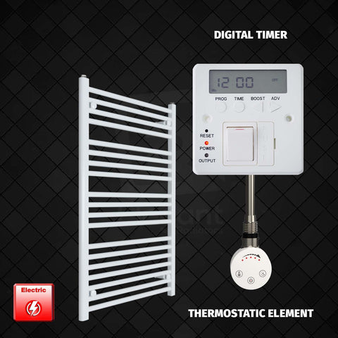 1000 x 700 Pre-Filled Electric Heated Towel Radiator White HTR SMR element Digital timer