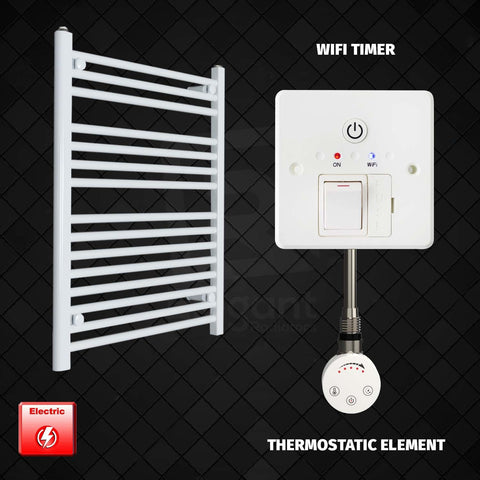 800 mm High 700 mm Wide Pre-Filled Electric Heated Towel Radiator White HTR SMR Thermostatic Element Wifi Timer
