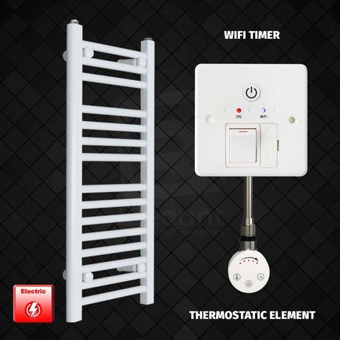 800 x 300 Pre-Filled Electric Heated Towel Rail Radiator White Wifi Timer Thermostatic Element