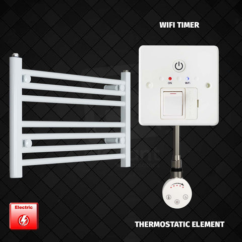 400 x 600 Pre-Filled Electric Heated Towel Radiator White HTR SMR Thermostatic Element Wifi Timer