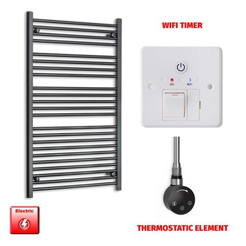1200mm High 700mm Wide Flat Black Pre-Filled Electric Heated Towel Rail Radiator HTR Smart Thermostatic Wifi Timer