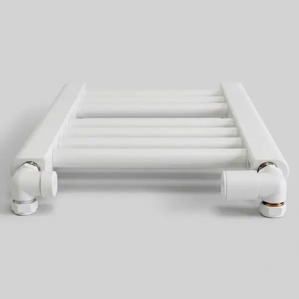 WHITE CORNER VALVE ON TOWEL RAILS