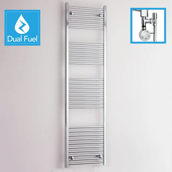 1800x600mm Chrome Dual Fuel Flat Heated Towel Rail Radiator