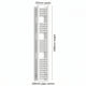 Dimension diagram: Flat White 250mm x 1400mm ladder towel rail with pipe centre measurement