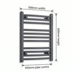 600 mm High x 500 mm Wide Heated Towel Radiator Flat Black