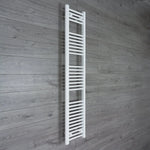 Flat White 250mm wide x 1800mm high ladder towel rail with central heating connections