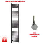 1800x400mm Flat Black Pre Filled Electric Towel Rail HTR
