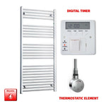 1400x600mm Flat Chrome Pre-Filled Electric Heated Towel Rail Flat Or Curved