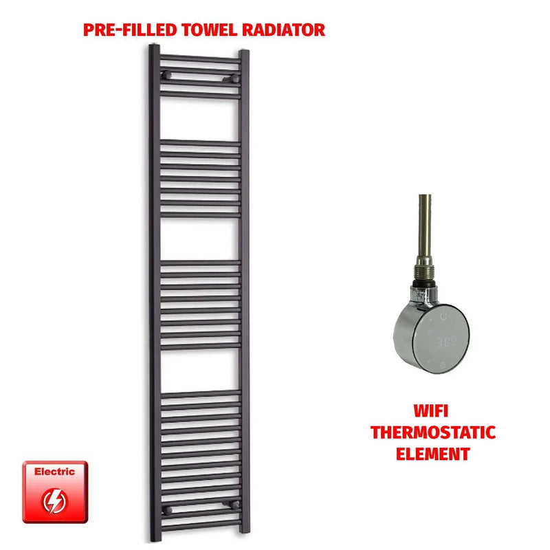 1800x450mm Flat Black Pre Filled Electric Towel Rail HTR