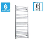 1000x500mm Chrome Dual Fuel Flat Heated Towel Rail Radiator