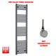 1600x400mm Electric Heated Towel Rail Flat Anthracite Pre-Filled