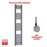 1600x300mm Flat Anthracite Pre-Filled Electric Heated Towel Rail