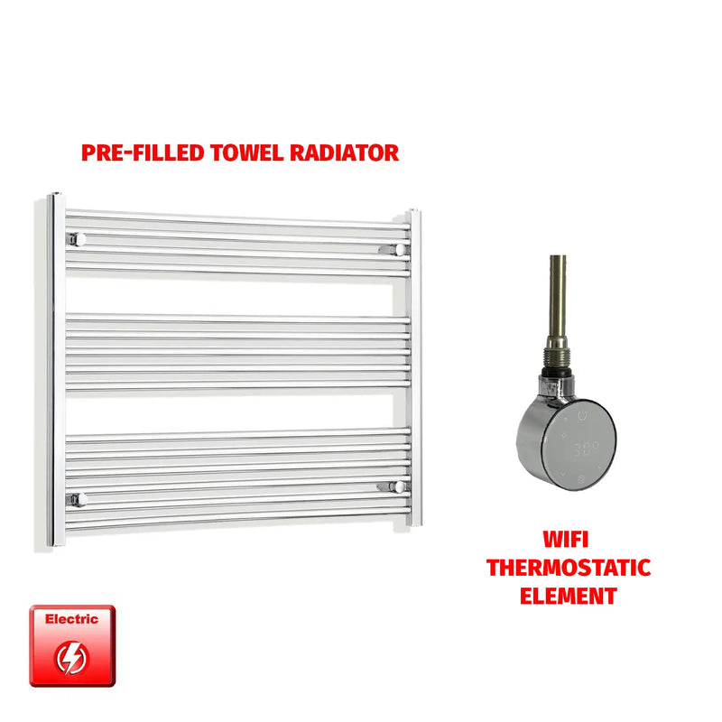 800x1000mm Pre Filled Electric Towel Rail Straight Chrome