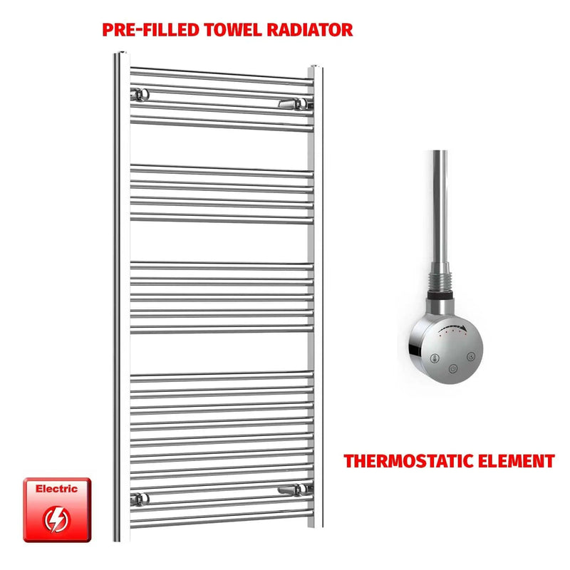 1200x750mm Pre-Filled Electric Heated Towel Rail Flat Or Curved Chrome