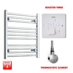 600x500mm Pre-Filled Electric Heated Towel Rail Flat / Curved Chrome