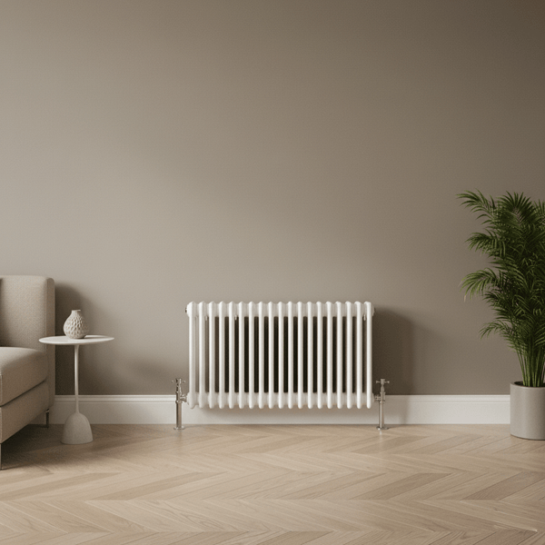 Elegant Antico White Horizontal Column Radiator | 300-750 mm | 9-30 Bars