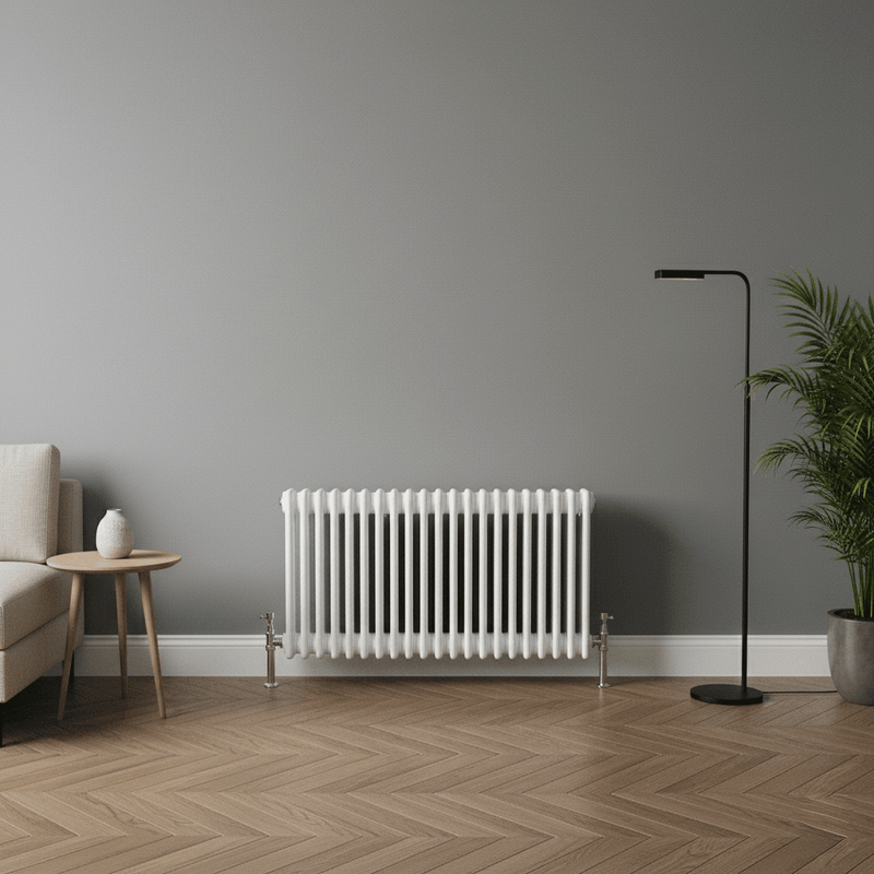 Elegant Antico White Horizontal Column Radiator | 300-750 mm | 9-30 Bars