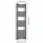 1600x400mm Electric Towel Rail Flat Black Pre Filled HTR