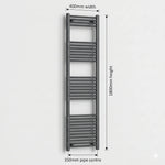 1800 mm High x 400 mm Wide Heated Towel Radiator Flat Black