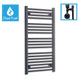1000x500mm Dual Fuel Flat Black Heated Towel Rail Radiator